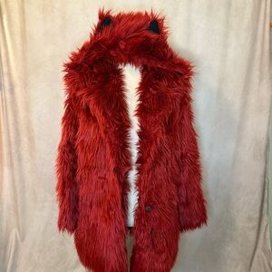 Spirithoods Red Velvet Wolf Faux Fur Jacket